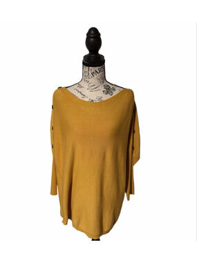 cable & gauge Mustard Yellow Off-the-Shoulder Sweater